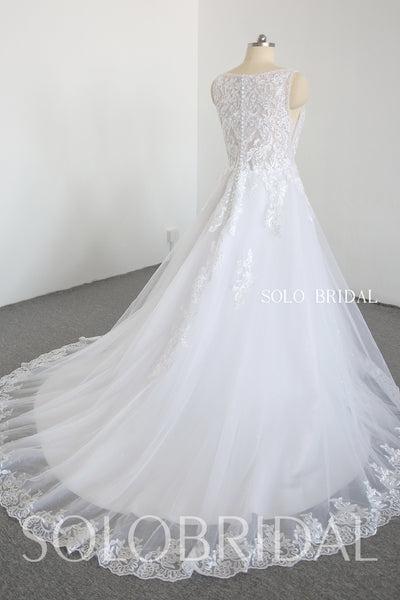 White V neck A line heaving beading wedding dress 20250318C