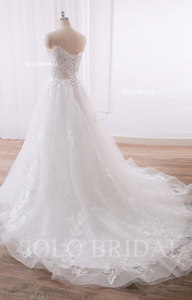 240402A Strapless Sweetheart Lace up A line Wedding Dress