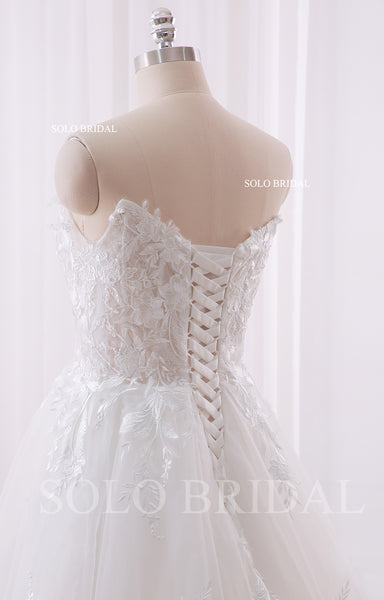 240402A Strapless Sweetheart Lace up A line Wedding Dress