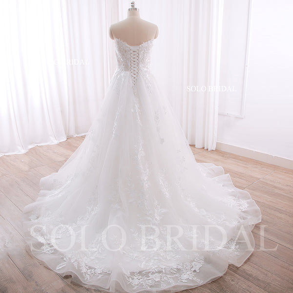 240402A Strapless Sweetheart Lace up A line Wedding Dress
