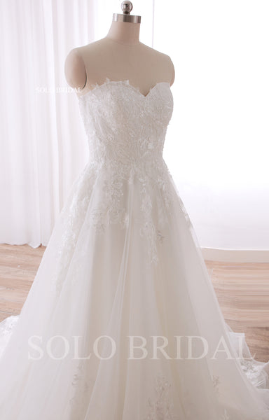 240402E Ivory Sweetheart Strapless A Line Zipper Wedding Dress
