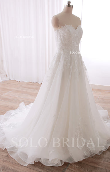 240402E Ivory Sweetheart Strapless A Line Zipper Wedding Dress