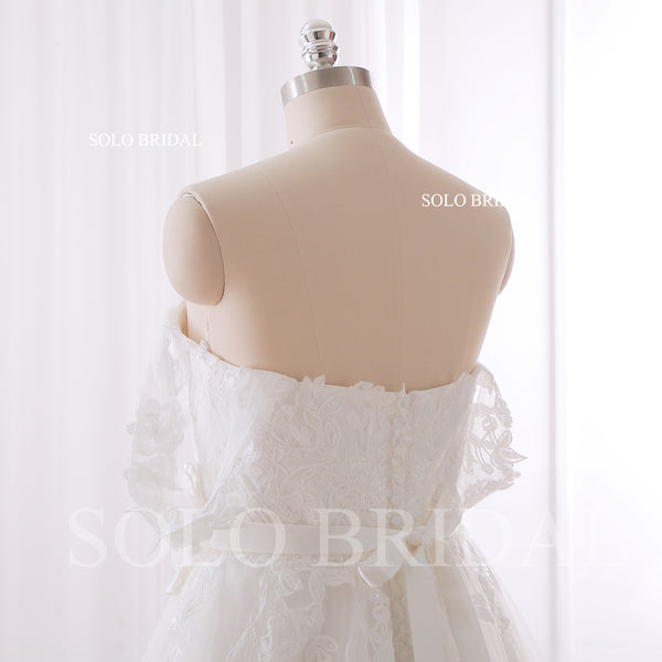 240402G Ivory Off Shoulder Sweetheart A Line Wedding Dress