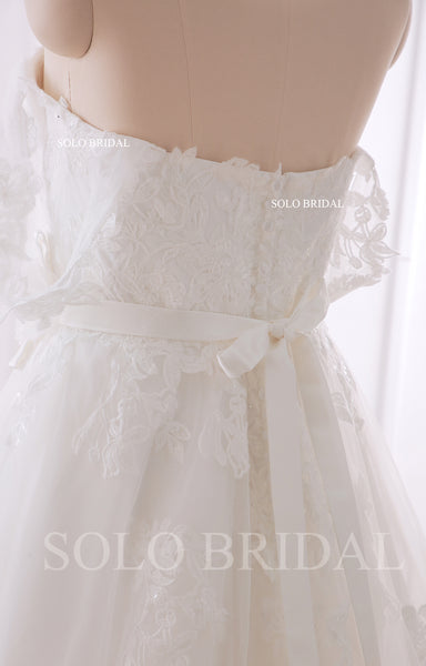 240402G Ivory Off Shoulder Sweetheart A Line Wedding Dress