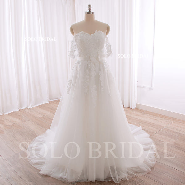 240402G Ivory Off Shoulder Sweetheart A Line Wedding Dress