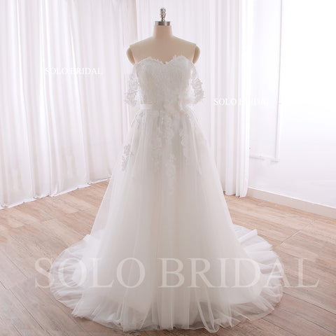 240402G Ivory Off Shoulder Sweetheart A Line Wedding Dress