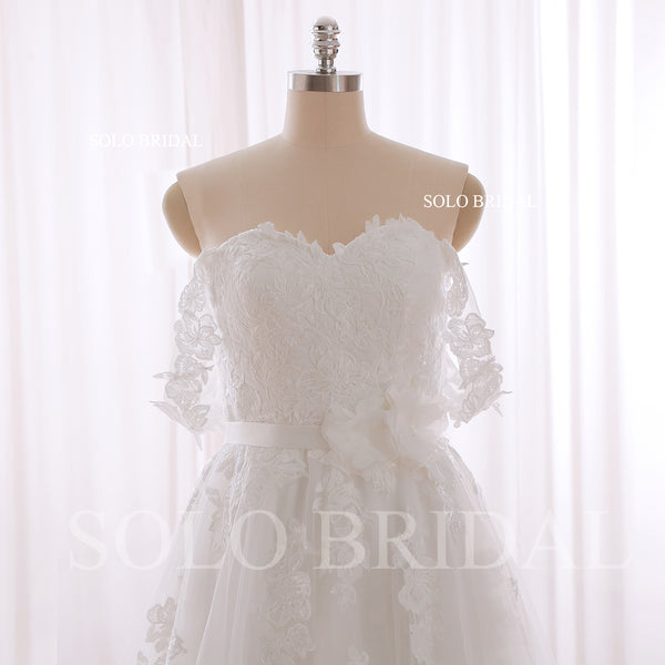 240402G Ivory Off Shoulder Sweetheart A Line Wedding Dress