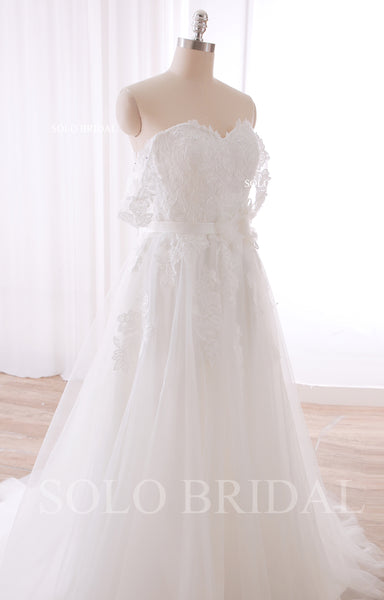 240402G Ivory Off Shoulder Sweetheart A Line Wedding Dress