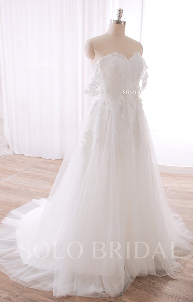 240402G Ivory Off Shoulder Sweetheart A Line Wedding Dress