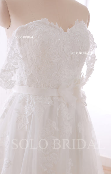 240402G Ivory Off Shoulder Sweetheart A Line Wedding Dress