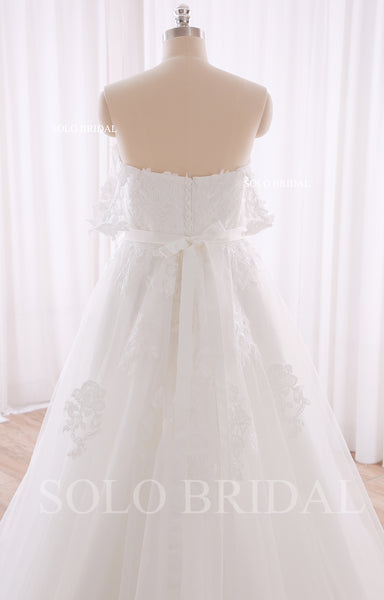 240402G Ivory Off Shoulder Sweetheart A Line Wedding Dress