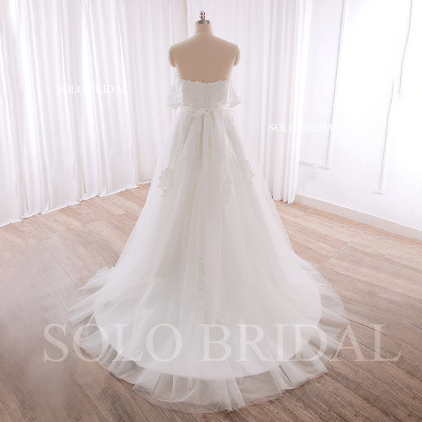 240402G Ivory Off Shoulder Sweetheart A Line Wedding Dress