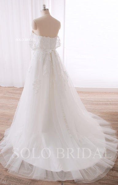 240402G Ivory Off Shoulder Sweetheart A Line Wedding Dress