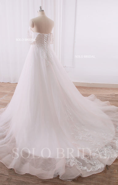 240402H Ivory Plus Size A Line Off Shoulder Wedding Dress