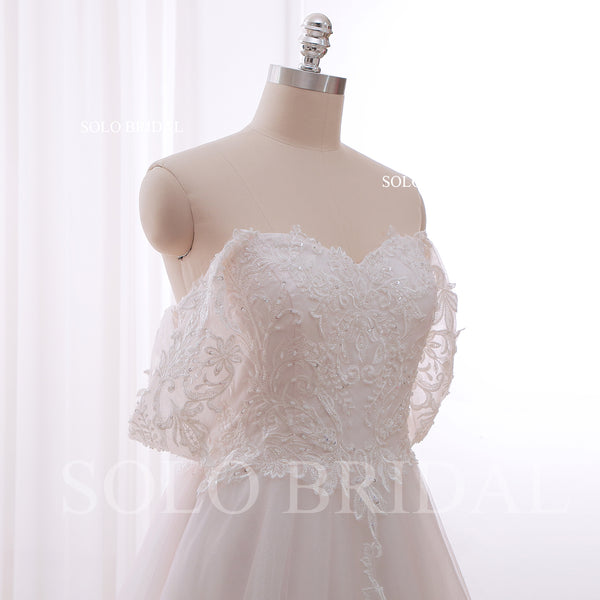 240402H Ivory Plus Size A Line Off Shoulder Wedding Dress