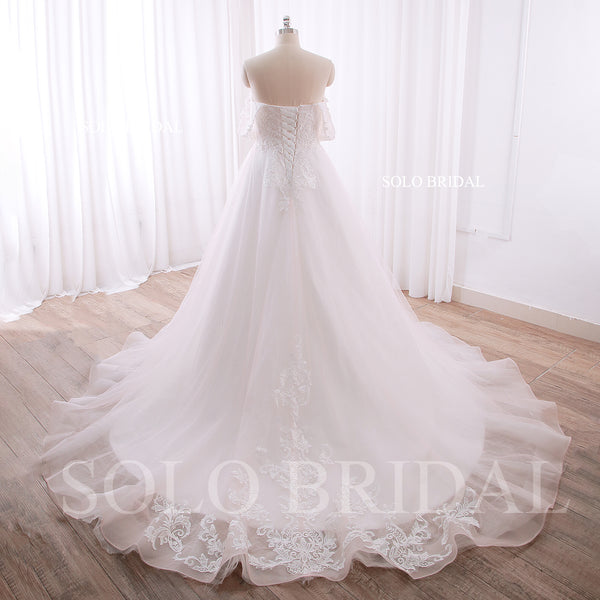240402H Ivory Plus Size A Line Off Shoulder Wedding Dress