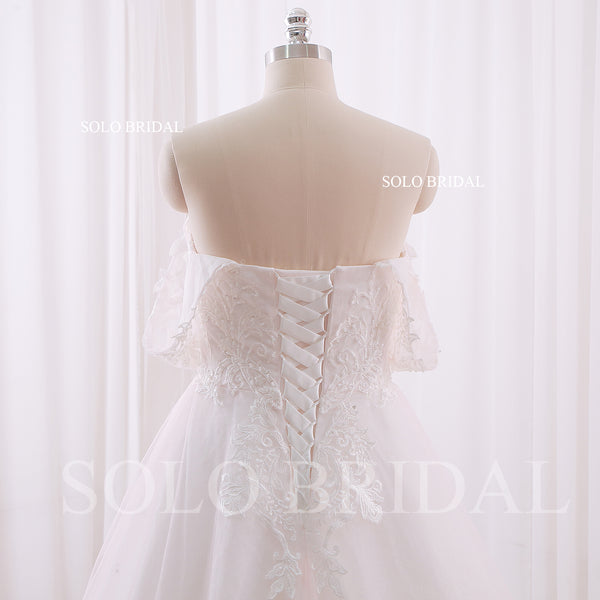 240402H Ivory Plus Size A Line Off Shoulder Wedding Dress