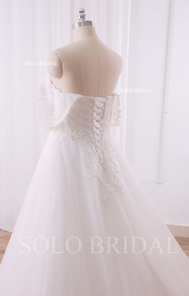 240402H Ivory Plus Size A Line Off Shoulder Wedding Dress
