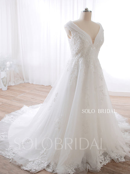 DPP_0001 Ivory Sparkle Lace A Line High Corset Back Wedding Gown