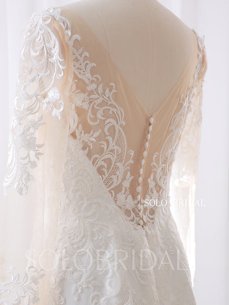 DPP_0070 Ivory Fit and Flare Beaded Lace Crepe Wedding Dress