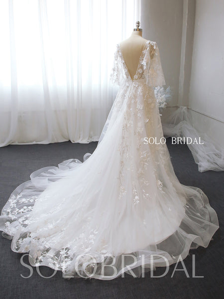 A line square half sleeve organza wedding dress 724A1946