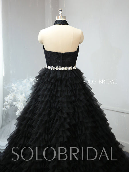 A line ruffle black wedding dress - 724A2339