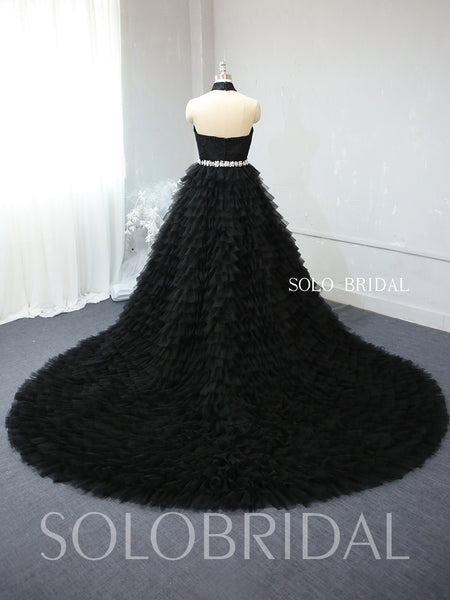 A line ruffle black wedding dress - 724A2339