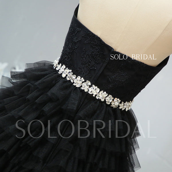 A line ruffle black wedding dress - 724A2339