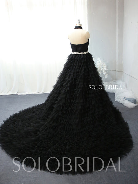 A line ruffle black wedding dress - 724A2339