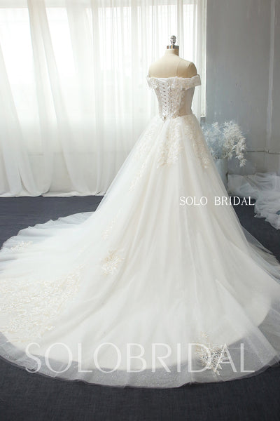 A line ivory shiny wedding dress 724A2372