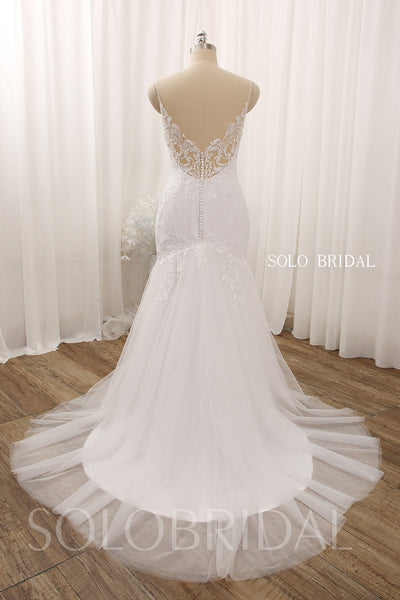 White V neck spaghetti straps low back mermaid wedding gowns 724A8074a
