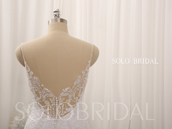 White V neck spaghetti straps low back mermaid wedding gowns 724A8074a