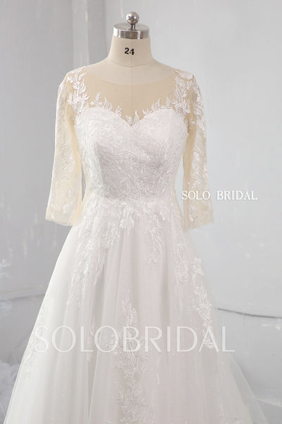A line plus size shiny lace wedding dress 724A9889