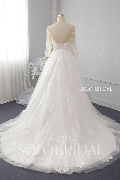 A line plus size shiny lace wedding dress 724A9889