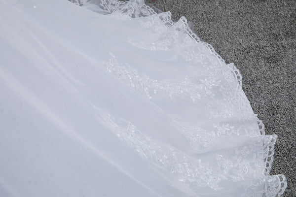 A Line Applique Lace Dress with Lace Straps and Beaded Belt