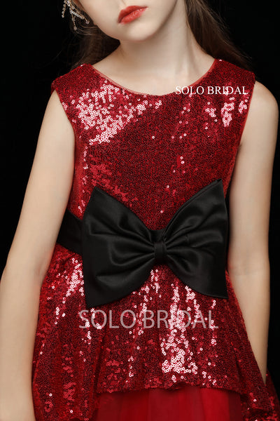Red Sequin and Tulle Flower Girl Dress