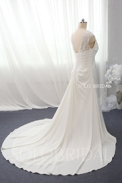 A Line High Waist Pregnant Bride Wedding Dress with Chapel Train