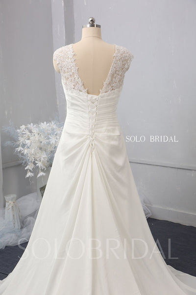 A Line High Waist Pregnant Bride Wedding Dress with Chapel Train
