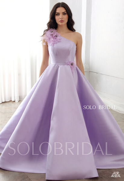 Purple Mikado Floor Puffy Prom Dress DPP_0008
