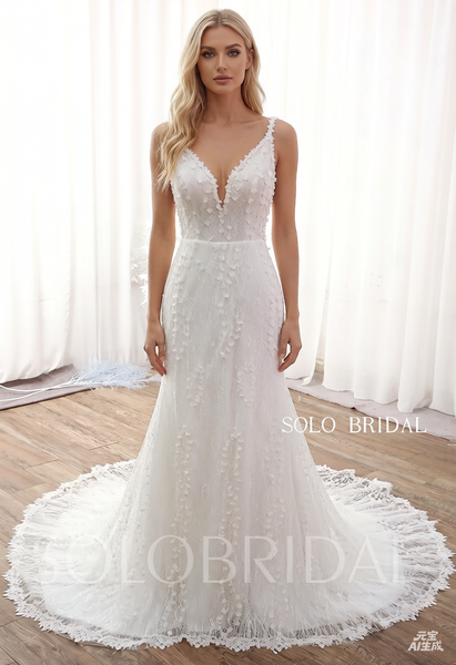 Ivory Mermaid Lace Backless Wedding Dress DPP_0079