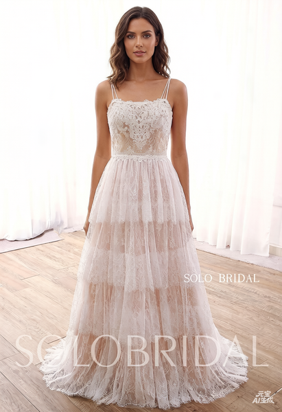 Blush A line Layers Lace Wedding Dress DPP_0052