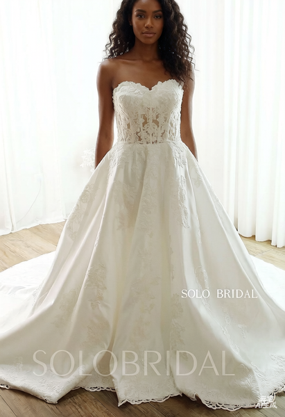 Ivory A Line Sweetheart Royal Train Wedding Dress DPP_0028
