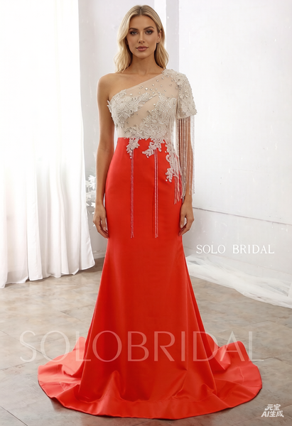 One Shoulder Heavy Crystal Beading Sheath Prom Dresses DPP_0101