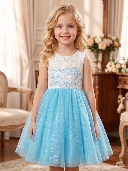 Ball Gown Flower Girl Dress with Sparkly Tulle