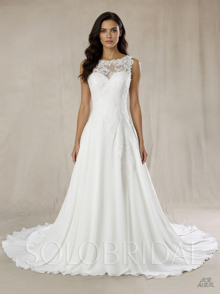 Chiffon Wedding Dress with Drop Waist