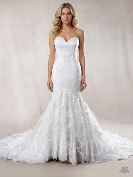 Strapless Mermaid Wedding with Cathedral Train