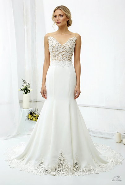 Mermaid Wedding Dress with See Through Bodice