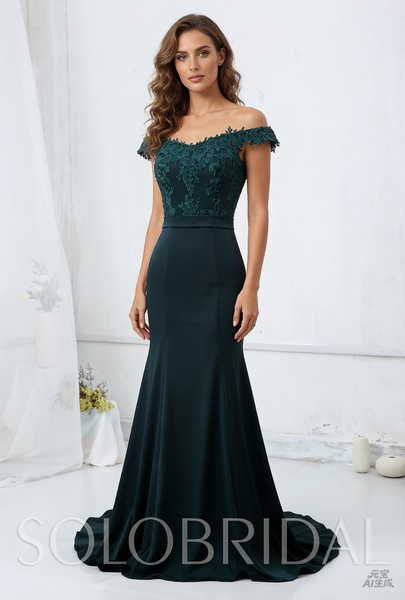 Off Shoulder Crepe Prom/Bridesmaid Dress