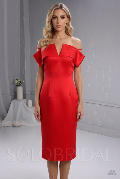 Red Satin Bridesmaid Dress