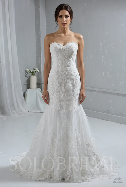Lace Sweetheart Strapless Wedding Dress